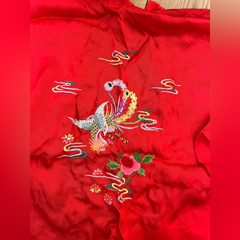VTG RARE Longevity 100% Silk Robe Hand Stitched Design - Chinese Original Kimono
